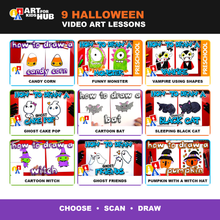 Load image into Gallery viewer, Halloween QR Drawing Choice Board – Little Artists (Digital Download PDF)
