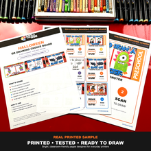 Load image into Gallery viewer, Halloween QR Drawing Choice Board – Little Artists (Digital Download PDF)