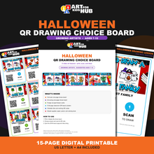 Load image into Gallery viewer, Halloween QR Drawing Choice Board – Growing Artists (Digital Download PDF)
