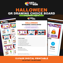 Load image into Gallery viewer, Halloween QR Drawing Choice Board – Little Artists (Digital Download PDF)
